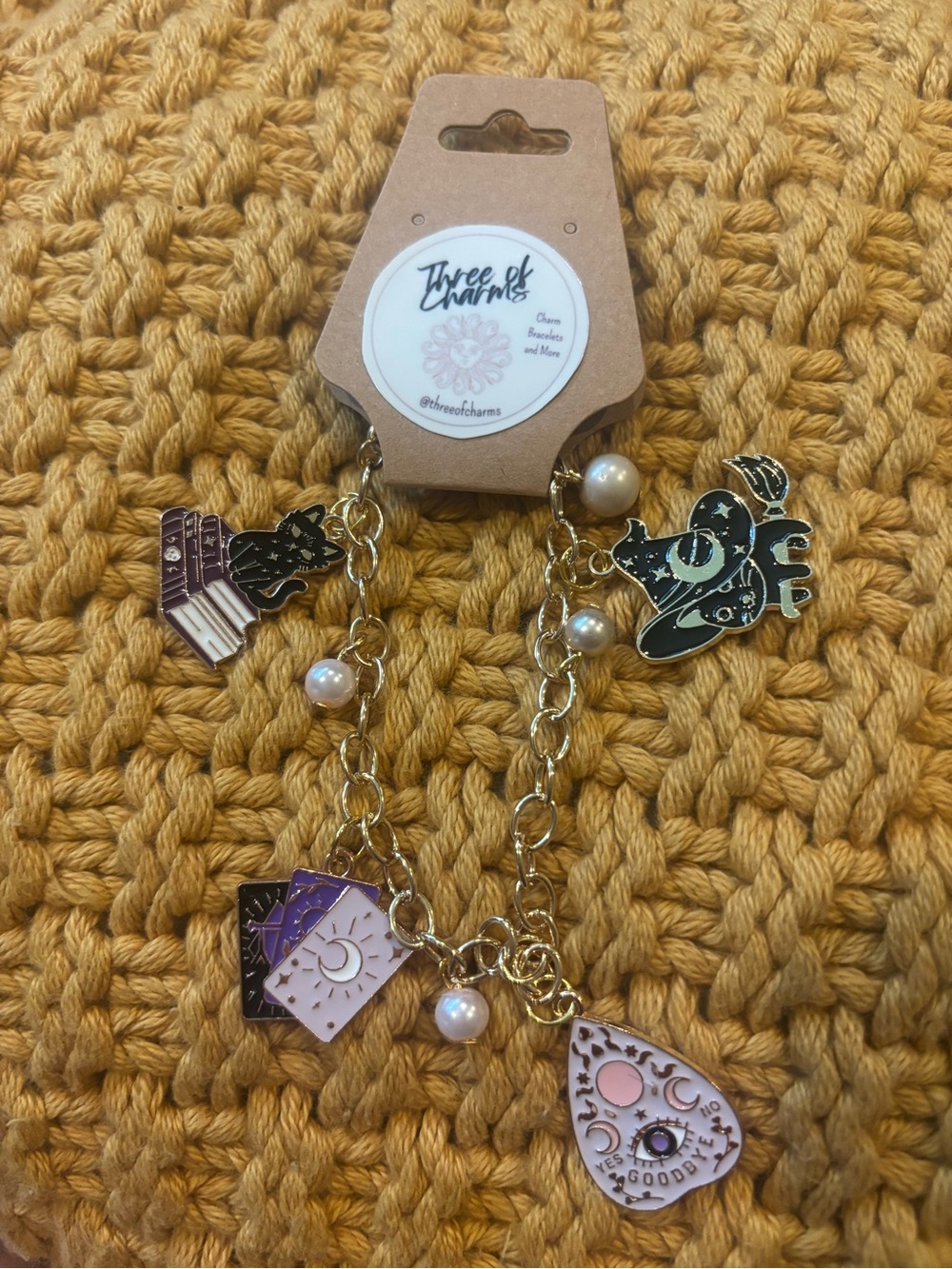Handmade Witchy Cat Charm Bracelet